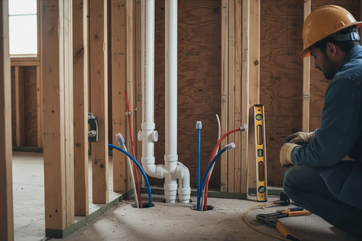 Drain and supply rough-in during Sump Pump Repair in Clarks Mills