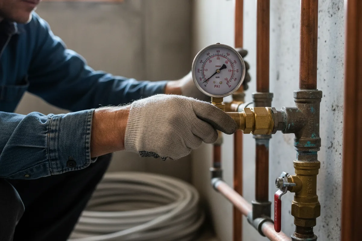 Pressure testing a repaired line during Water Line Repair in Clarks Mills